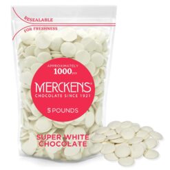 Merckens Chocolate Melting Wafers Bulk Bag Perfect For Easter, Saint Patrick's Day Celebration, for Dipping, Deserts, Baking And More (Super White, 5 Pound)
