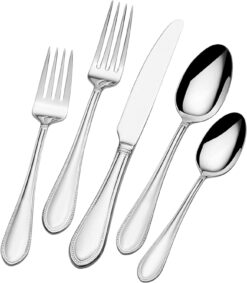Mikasa Daphney 65-Piece 18/10 Stainless Steel Flatware Set with Serveware, Service for 12