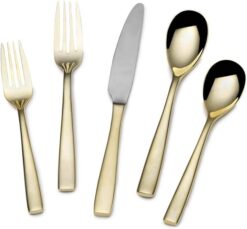 Mikasa Delano Gold Plated 20-Piece Stainless Steel Flatware Set, Service for 4