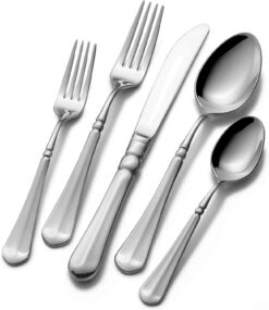Mikasa French Countryside Flatware Service for 12, 65 Piece Set, 18/10 Stainless Steel, Silverware Set with Serving Utensils