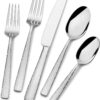 Mikasa Oliver Gleam Silverware, 18/10 Stainless Steel Cutlery 12, Inlcludes 5 Serving Untensils, 65 Piece Set, Silver