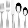 Mikasa Satin Loft Flatware Service for 12, 65 Piece Set, 18/10 Stainless Steel, Silverware Set with Serving Utensils