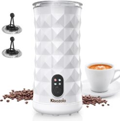Milk Frother Steamer 4 in 1 Electric Coffee Frother with Quiet Operation,Effortless Foam,Unique Diamond Design,Temperature Control, and Auto Shut-Off, Perfect for Coffee Lovers(White)