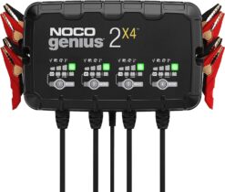 NOCO GENIUS2X4, 4-Bank, 8A (2A/Bank) Smart Car Battery Charger, 6V/12V Automotive Charger, Battery Maintainer, Trickle Charger, Float Charger and Desulfator for Motorcycle, ATV and Lithium Batteries