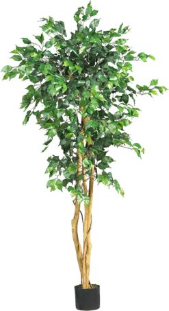 Nearly Natural 5208 Ficus Artificial Tree with Curved Trunk, 5-Feet, Green