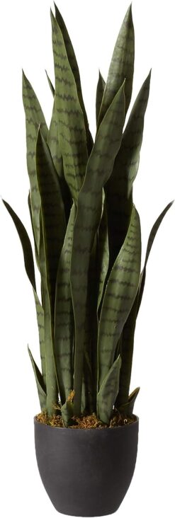 Nearly Natural Green 4855 35in. Sansevieria with Black Planter