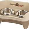 Neater Feeder - Express Model - Mess-Proof Dog Bowls (Medium/Large, Cappuccino) – Made in USA – Elevated, No Spill, Non-Tip, Non-Slip, Raised Stainless Steel Food & Water Pet Bowls