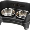 Neater Feeder - Express Model - Mess-Proof Dog Bowls (Medium/Large, Midnight Black) – Made in USA – Elevated, No Spill, Non-Tip, Non-Slip, Raised Stainless Steel Food & Water Pet Bowls