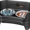 Neater Feeder - Express Model w/Niner 9 Peak Slow Feed Bowl - Mess-Proof Dog Bowls (M/L, Black) - Made in USA – Elevated, No Spill, Non-Tip, Non-Slip, Raised Food/Water Pet Bowls Aid Digestion
