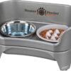 Neater Feeder - Express Model w/Niner 9 Peak Slow Feed Bowl - Mess-Proof Dog Bowls (M/L, Grey) - Made in USA – Elevated, No Spill, Non-Tip, Non-Slip, Raised Food/Water Pet Bowls Aid Digestion