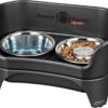 Neater Feeder - Express Model w/ Slow Feed Bowl - Mess-Proof Dog Bowls (M/L, Black) Made in USA – Elevated, No Spill, Non-Tip, Non-Slip, Raised Stainless Steel Food/Water Pet Bowls Aid Digestion