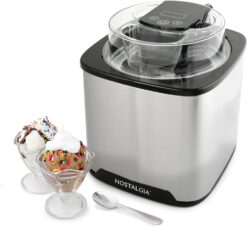 Nostalgia 2-Quart Digital Electric Ice Cream for Homemade Ice-Cream, No Salt or Ice Required, Overnight Chill Canister, Stainless SteelNostalgia 2-Quart Digital Electric Ice Cream for Homemade Ice-Cream, No Salt or Ice Required, Overnight Chill Canister, Stainless Steel