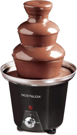 Nostalgia 3 Tier Electric Chocolate Fondue Fountain Machine for Parties - Melts Cheese, Queso, Candy, and Liqueur - Dip Strawberries, Apple Wedges, Vegetables, and More - 24-Ounce - Black, Small