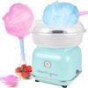 Nostalgia Classic Countertop Cotton Candy Machine, Manual, Retro Vintage Candy Maker Includes 2 Reusable Cones & Scoop, Aqua