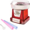 Nostalgia Cotton Candy Machine - Retro Cotton Candy Machine for Kids with 2 Reusable Cones, 1 Sugar Scoop, and 1 Extractor Head – Red
