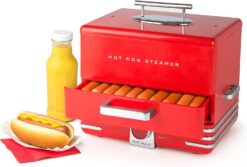 Nostalgia Extra Large Diner-Style Steamer 20 Hot Dogs and 6 Bun Capacity, Perfect for Breakfast Sausages, Brats, Vegetables, Fish