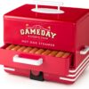 Nostalgia Game Day Hot Dog Streamer and Bun Wamer, Fits 20 Dogs and 8 Buns, Steams Pot Stickers, Veggies, Potatos, and Other Appetizers or Toppings