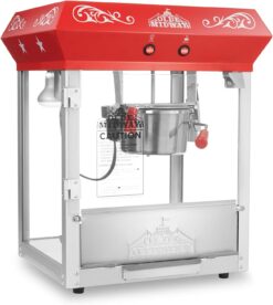 Olde Midway Bar Style Popcorn Machine Maker Popper with 6-Ounce Kettle - Red
