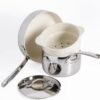 Oprah's Favorite Things - 4-Piece Triply Stainless Steel Pots and Pans Cookware Set w/Non-Stick Non-Toxic Ceramic Interior and Ceramic Steamer Insert