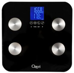 Ozeri Touch 440 lbs Total Body Weight Scale (Body Fat, Muscle, Bone, Weight & Hydration), Auto Recognition Bath Scale with Infant Tare