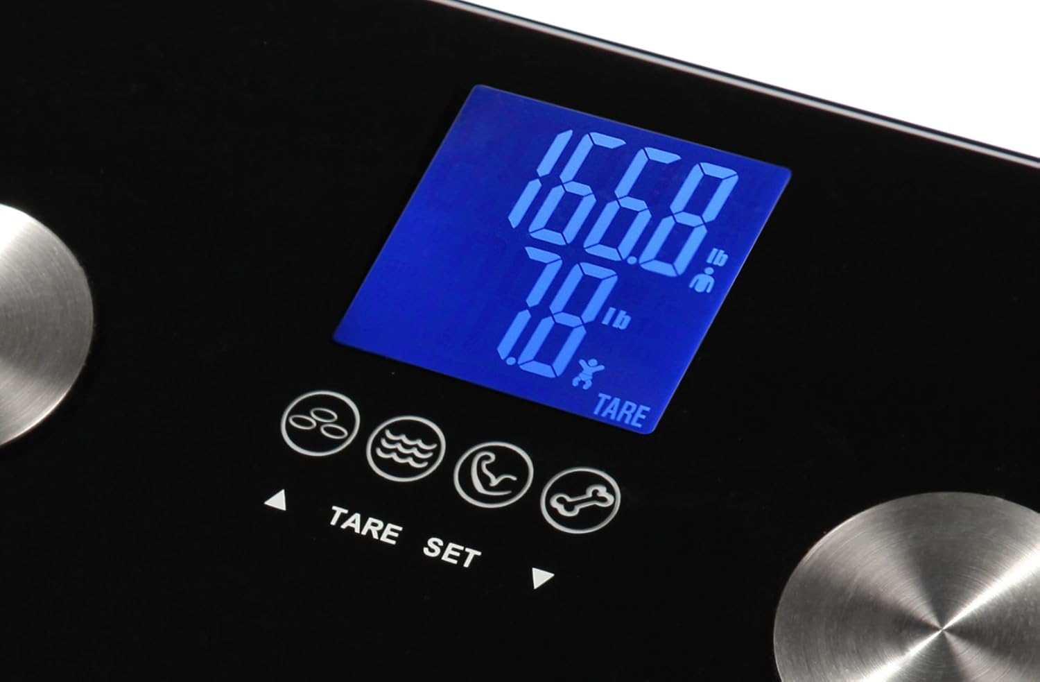 Ozeri Touch 440 lbs Total Body Weight Scale (Body Fat, Muscle, Bone, Weight & Hydration), Auto Recognition Bath Scale with Infant Tare7