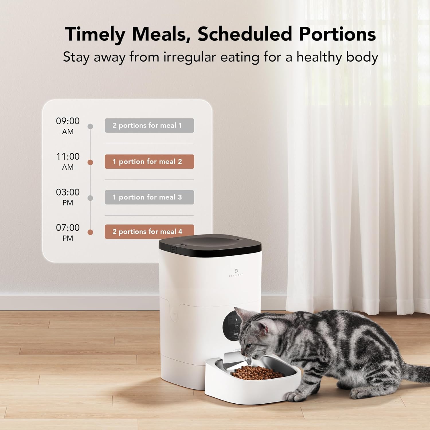 PETLIBRO Automatic Cat Feeder, Wi-Fi Automatic Cat Food Dispenser with Timer Interactive Voice Recorder, Auto Cat Feeder with 1-4 Meals Control Dry Food3