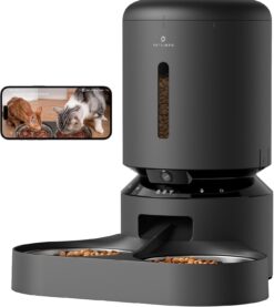 PETLIBRO Automatic Cat Feeder with Camera for Two Cats, 1080P HD Video with Night Vision, 5G WiFi Pet Feeder with 2-Way Audio for Cat & Dog, Low Food & Motion & Sound Alerts, Dual Tray, Black 5L