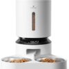 PETLIBRO Automatic Cat Food Dispenser for Two Cats 5L Auto Cat Feeder Dry Food Dispenser with Splitter & 2 Stainless Bowls, 10s Meal Call and Timer Setting 50 Portions 6 Meals Per Day for Cat and Dog, White