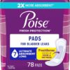 Poise Incontinence Pads & Postpartum Incontinence Pads, 7 Drop Ultra Absorbency, Long Length, 78 Count, Packaging May Vary