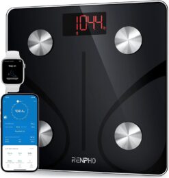 RENPHO Scale for Body Weight 500lbs, Extra-High Capacity Smart Bathroom Scale with Ultra Wide Platform 12 x 12 inches, Body Fat Scale with Large LED Display, Health Monitor Sync App, Elis 1L