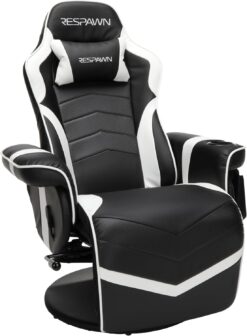 RESPAWN 900 Gaming Recliner - Video Games Console Recliner Chair, Computer Recliner, Adjustable Leg Rest and Recline, Recliner with Cupholder, Reclining Gaming Chair with Footrest - White
