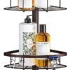 SEIRIONE Rustproof Shower Corner Caddy Organizer for Bathroom,Tension Pole with 4 Baskets, for Bathtub Storage Rack,39.2 to 113 Inch Height, Bronze