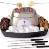 SHARPER IMAGE Electric S'mores Maker 8-Piece Kit, 6 Skewers & Serving Tray, Small Kitchen Appliance, Flameless Tabletop Marshmallow Roaster, Date Night Fun Kids Family Activity