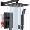 SR SUN RISE Oil Rubbed Bronze Shower System 12 Inches Brass Bathroom Luxury Rain Mixer Shower Combo Set Wall Mounted Rainfall Shower Head System Shower Faucet Rough-in Valve Body and Trim Included