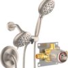 SR SUN RISE Shower System with Handheld Shower and Rain Shower Combo Set High Pressure 5-spray Dual 2 in 1 Shower Faucet Patented 3-way Diverter Brushed Nickel (Valve Include）