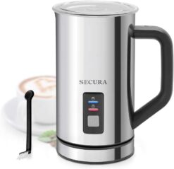 Secura Milk Frother, Electric Milk Steamer Stainless Steel, 16.9oz/500ml Automatic Hot and Cold Foam Maker and Milk Warmer for Latte, Cappuccinos, Macchiato, 120V