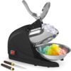 Shaved Ice Machine 380w Snow Cone Machine 3 Stainless Steel Blades Ice Shaver Machine Electric Ice Crusher 280lbs/hr Snow Cone Maker for Home and Commercial with Ice Pick(Black)