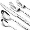 Silverware Set, 40 Piece Premium Stainless Steel Flatware Set for 8, Heavy Duty Silverware Cutlery Sets with Wavy Patterns, Spoons and Forks Set, Mirror Polished, Dishwasher Safe