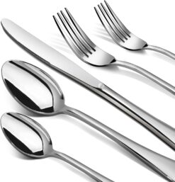 Silverware Set, 40 Piece Stainless Steel Cutlery Sets for 8, Heavy Duty Flatware, Mirror Polished Forks Spoons and Knives Set, Reusable Utensils for Home Kitchen, Dishwasher Safe