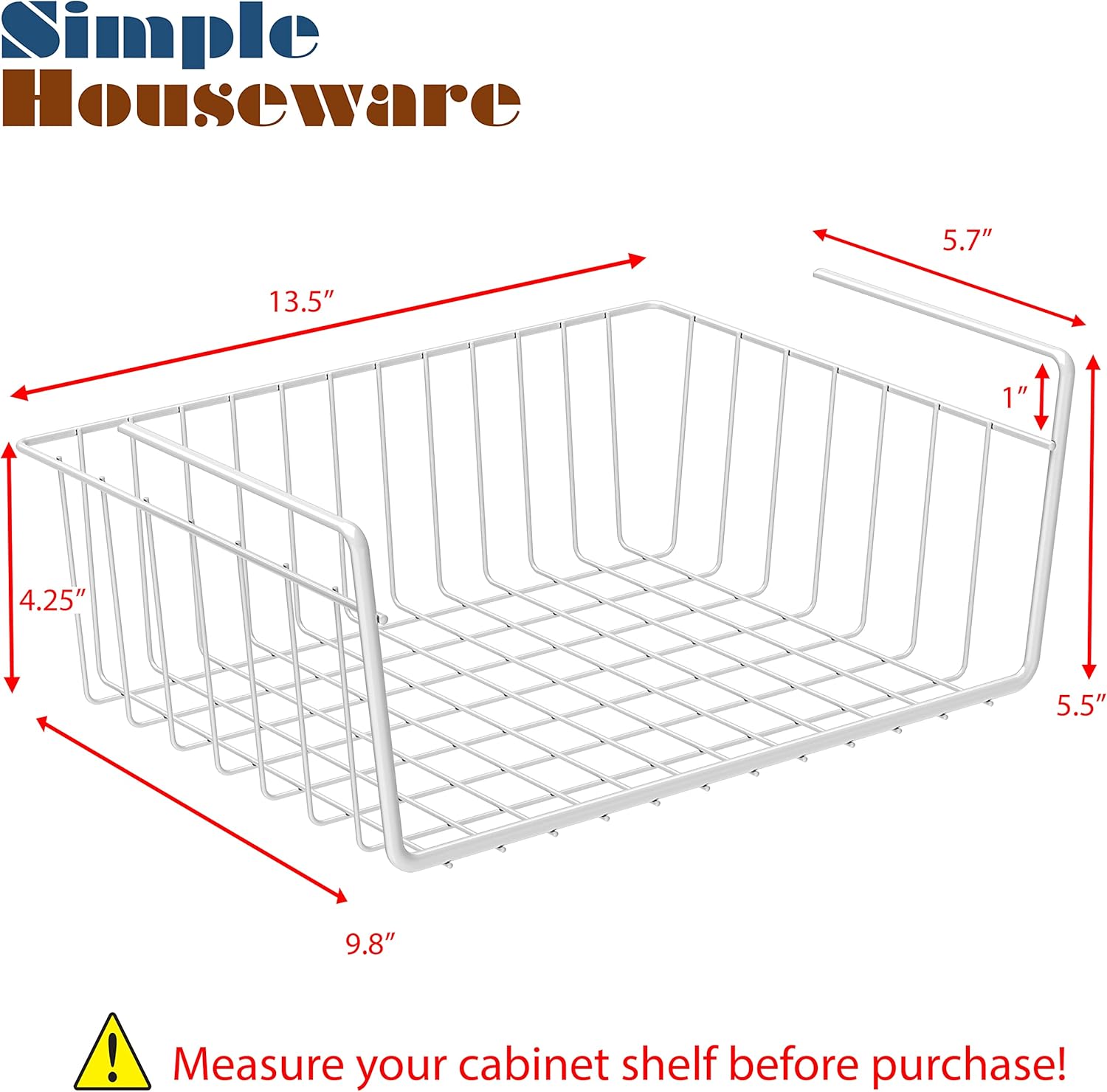 Simple Houseware 6PK Under Shelf Basket, White4