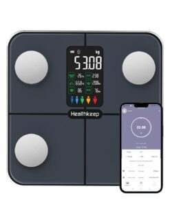 Smart Body Fat Scale with Large VA Display 15 Body Composition Metrics with Heart Rate Body Fat Smart Digital Bathroom Weighing Scale Compatible with iOS Android, Max 400lbs/180kg, 28cm