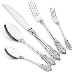 Stainless Steel Flatware - Silverware Set for 8-40 Piece Cutlery Set - 18/10 Flatware Set - Silverwear Set - Dinnerware Stainless Steel Flatware Set - Spoons and Forks Set Stainless Steel (Royal Design)