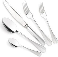 Stainless Steel Flatware - Silverware Set for 8-40 Piece Cutlery Set - 18/10 Flatware Set - Silverwear Set - Dinnerware Stainless Steel Flatware Set - Spoons and Forks Set Stainless Steel (Semi-Matte Design)