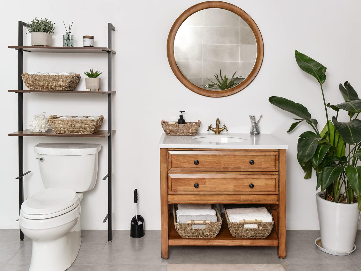 StorageWorks Hand-Woven Jumbo Storage Baskets with Wooden Handles, Seagrass Wicker Baskets for Organizing, 2-Pack3