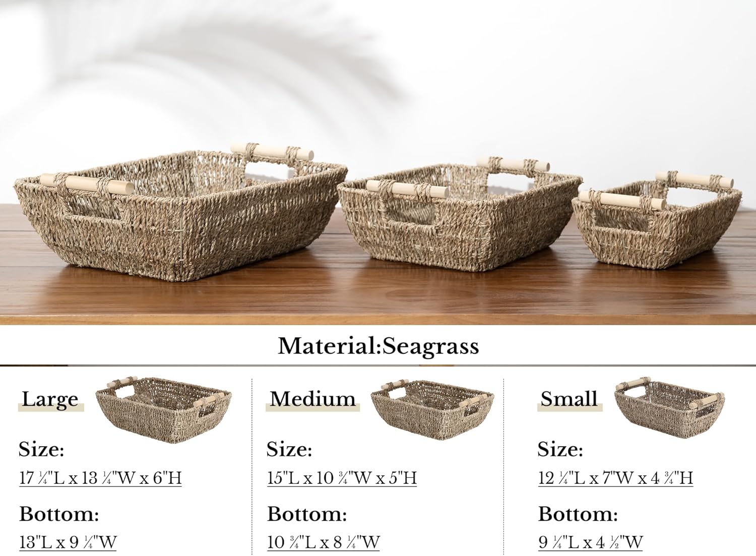 StorageWorks Hand-Woven Jumbo Storage Baskets with Wooden Handles, Seagrass Wicker Baskets for Organizing, 2-Pack7