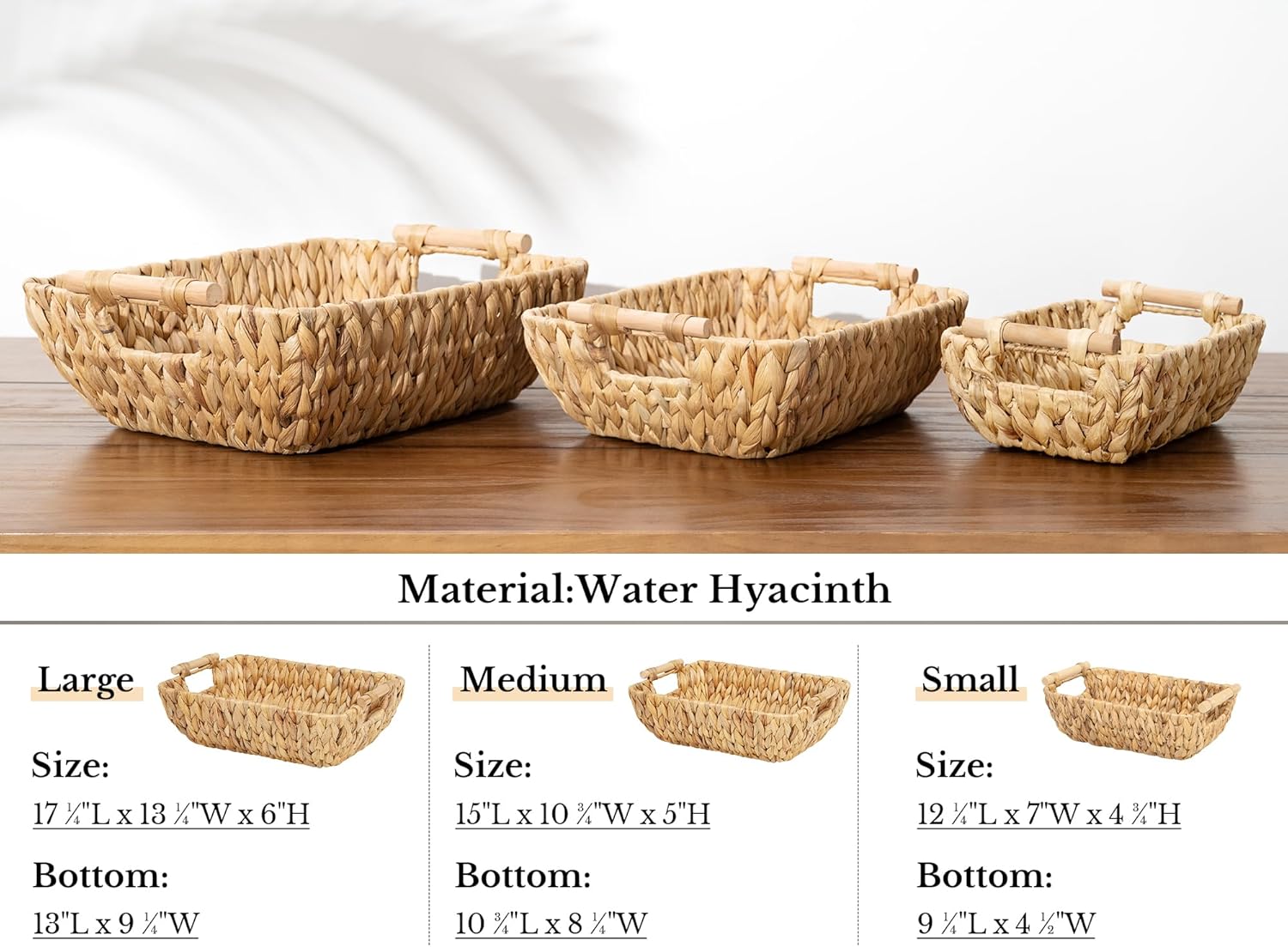StorageWorks Hand-Woven Large Storage Baskets with Wooden Handles, Water Hyacinth Wicker Baskets for Organizing, 2-Pack11