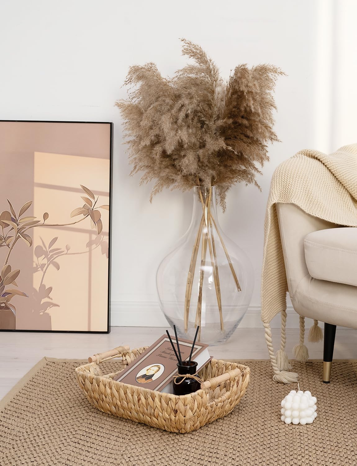 StorageWorks Hand-Woven Large Storage Baskets with Wooden Handles, Water Hyacinth Wicker Baskets for Organizing, 2-Pack9