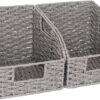 StorageWorks Pantry Storage Baskets for Organizing, Kitchen Counter Basket with Built-in Handles, Handwoven Kitchen Storage Baskets, Round Paper Rope Wicker Baskets for Pantry Storage, Gray, 2 Pack