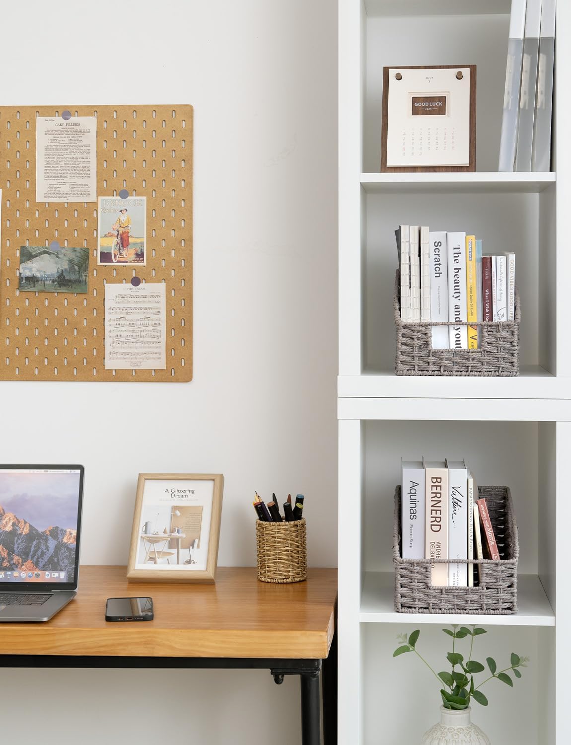 StorageWorks Pantry Storage Baskets for Organizing, Kitchen Counter Basket with Built-in Handles, Handwoven Kitchen Storage Baskets, Round Paper Rope Wicker Baskets for Pantry Storage, Gray, 2 Pack0