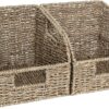 StorageWorks Storage Baskets for Organizing, Wicker Baskets with Built-in Handles, Handwoven Wicker Storage Baskets, Seagrass Wicker Baskets for Shelves Storage, 2 Pack